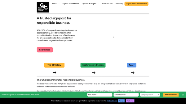 Screenshot of the Good Business Foundation website