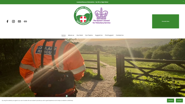 Screenshot of the Lowland Rescue Oxfordshire website
