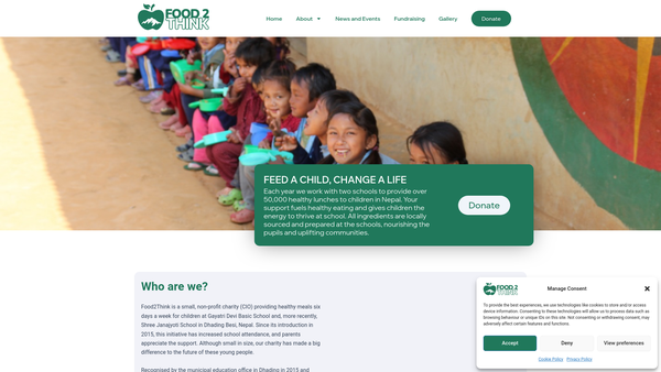 Screenshot of the Food2think website