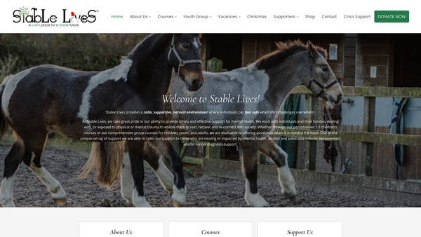 Screenshot of the Stable Lives website