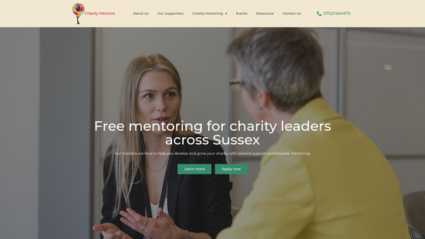 Screenshot of the Charity Mentors Sussex website