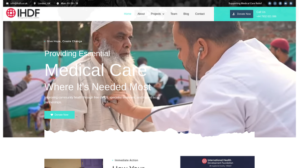 Screenshot of the International Health Development Foundation website