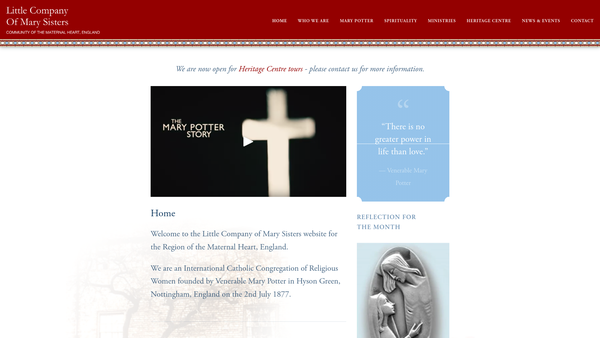 Screenshot of the Little Company Of Mary Sisters England CIO website
