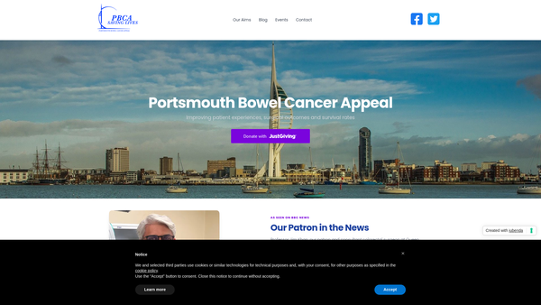 Screenshot of the Portsmouth Bowel Cancer Appeal website