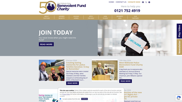 Screenshot of the West Midlands Police Benevolent Fund website
