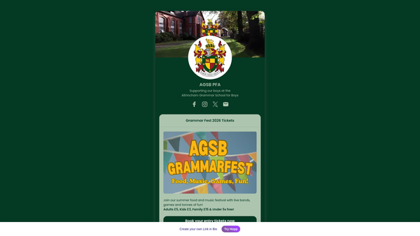 Screenshot of the Agsb Parents And Friends Association website