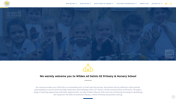 Screenshot of the Wilden All Saints CE Primary School Parent And Teacher Association website