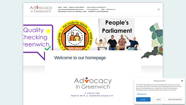 Screenshot of the Advocacy In Greenwich website