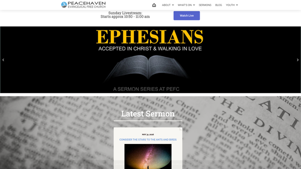 Screenshot of the Peacehaven Evangelical Free Church website