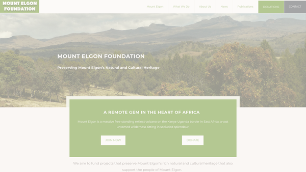 Screenshot of the Mount Elgon Foundation website
