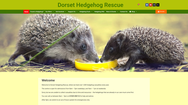 Screenshot of the Dorset Hedgehog Rescue website
