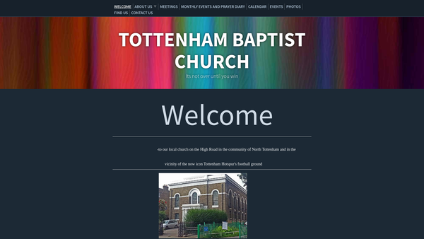 Screenshot of the Tottenham Baptist Church website