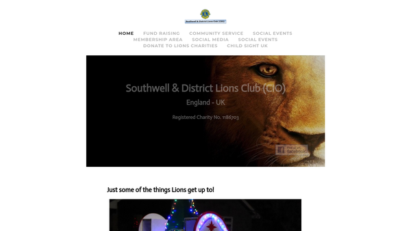 Screenshot of the Southwell And District Lions Club (CIO) website