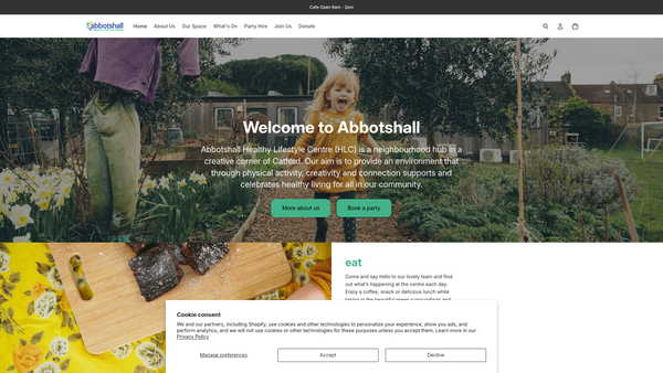 Screenshot of the Abbotshall Healthy Lifestyle Centre website