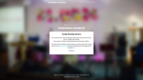 Screenshot of the Oakham Evangelical Church website