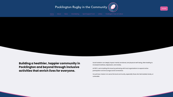 Screenshot of the Pocklington Rugby In The Community website