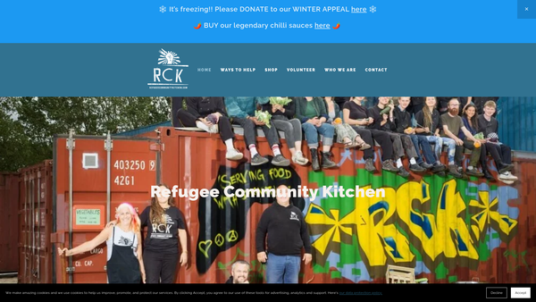 Screenshot of the Refugee Community Kitchen website