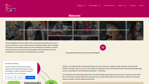 Screenshot of the Ramsey Neighbourhoods Trust website