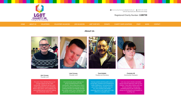 Screenshot of the LGBT Charity UK website