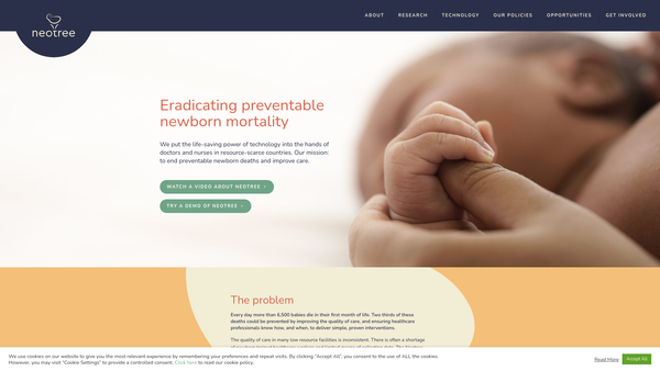 Screenshot of the Neotree website