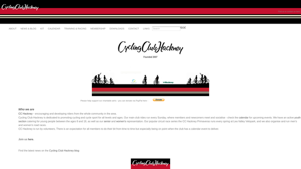 Screenshot of the Cycling Club Hackney CIO website