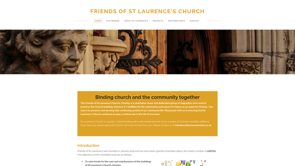 Screenshot of the The Friends Of St. Laurence Church, Chorley, Charitable Trust website