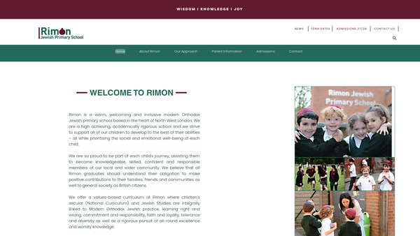 Screenshot of the Rimon Jewish Primary School Charitable Trust website