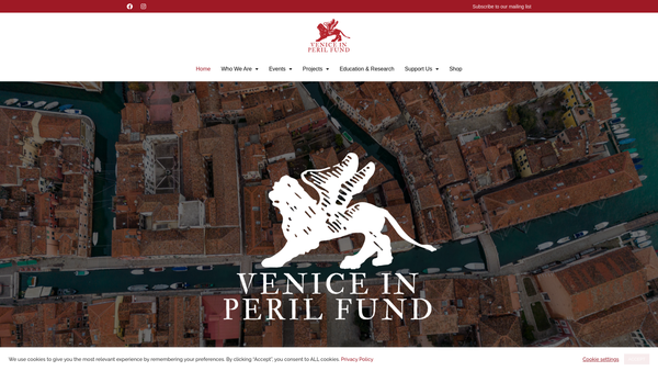 Screenshot of the Venice In Peril Fund CIO website