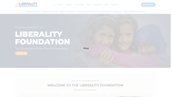 Screenshot of the The Liberality Foundation (The Olusola And Folake Omole Foundation) website