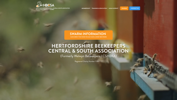 Screenshot of the The Hertfordshire Beekeepers Central And South Association website