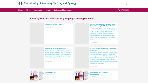 Screenshot of the Clwyd City of Sanctuary website