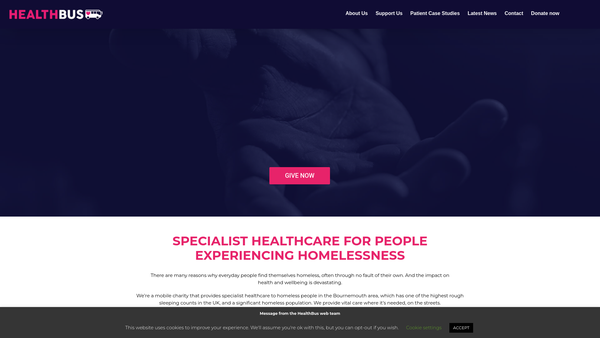Screenshot of the Healthbus Trust website