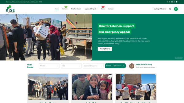 Screenshot of the Rise Support website