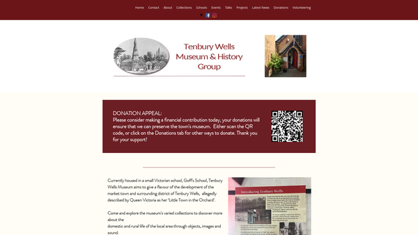 Screenshot of the Tenbury Wells Museum And History Group CIO website