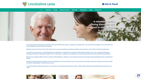 Screenshot of the Lincolnshire Cares website