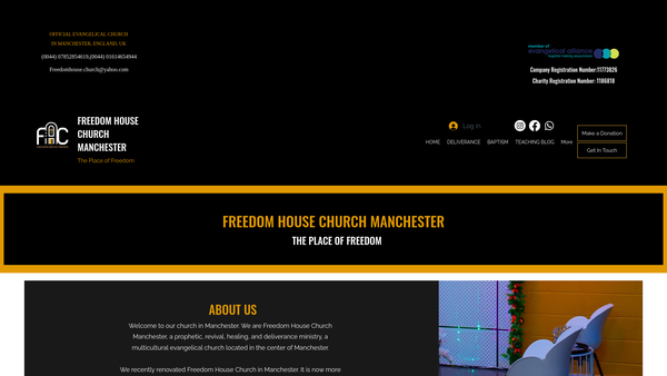 Screenshot of the Freedom House Church Ltd website