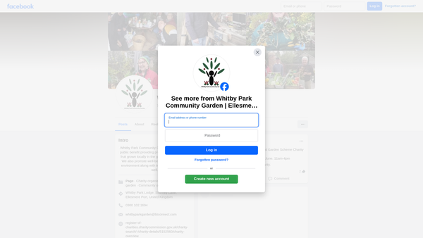 Screenshot of the Whitby Park Community Garden website
