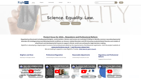 Screenshot of the Rightpro website