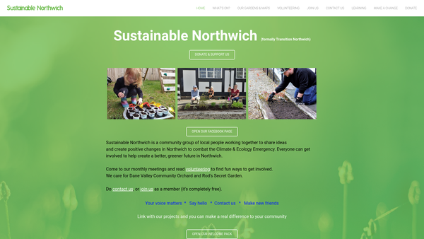 Screenshot of the Sustainable Northwich website