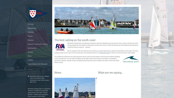 Screenshot of the Shoreham Sailing Club website