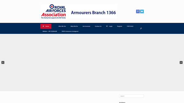 Screenshot of the Royal Air Force Association Armourers Branch website