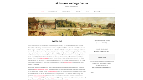 Screenshot of the Aldbourne Community Heritage Group website