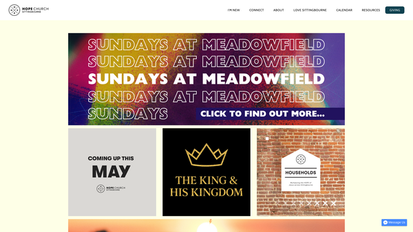 Screenshot of the Hope Church Sittingbourne website