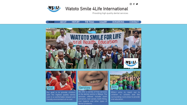 Screenshot of the Watoto Smile 4life International; website