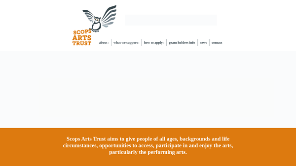 Screenshot of the The Scops Arts Trust website