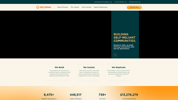 Screenshot of the Musana Community Development Organisation website