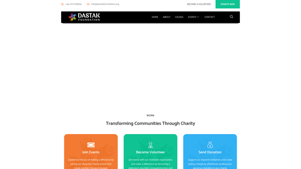 Screenshot of the Dastak Welfare Foundation website