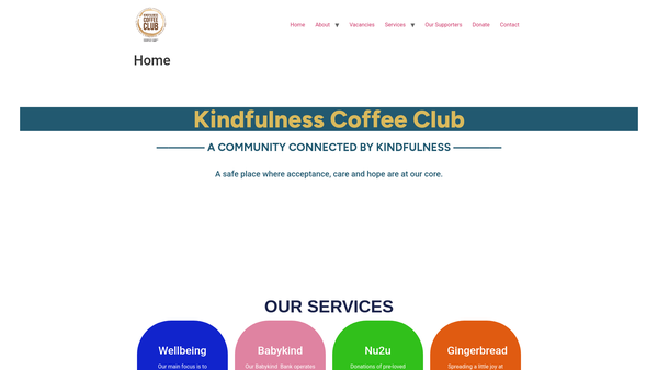 Screenshot of the Kindfulness Coffee Club website