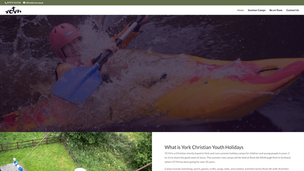 Screenshot of the York Christian Youth Holidays website