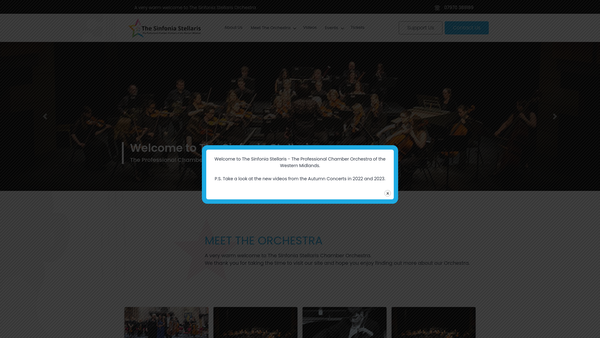 Screenshot of the The Sinfonia Stellaris website